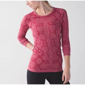 Lululemon Swiftly Tech‎ Shirt Heathered Cranberry Long Sleeve Top Thumb Womens 4